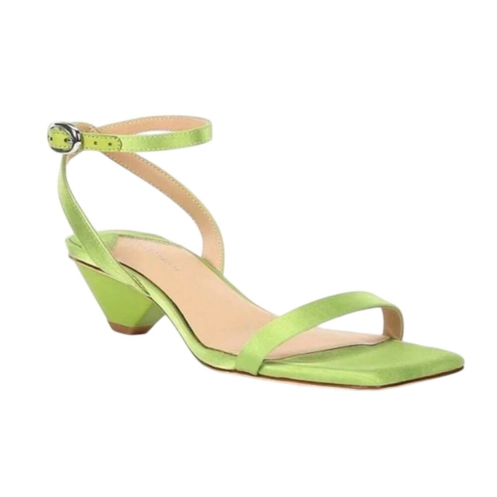 90s inspired Antonio Melani Fina Satin Dress Sandals lime green size 8 NWT